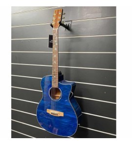 CATE QM804-OC SOLID TIGER MAPLE ACOUSTIC GUITAR - HIGH GLOSS, BLUE